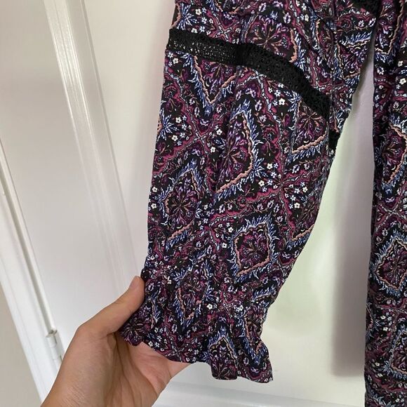 Lane Bryant Peasant Top Floral Print Ruffle Cuffs, Stretchy, Soft NWT 14… - Picture 6 of 11